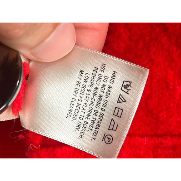 Anthropologie Moth Womens Red Button Pea Coat S Collar Wool Blend Winter Cozy - Picture 12 of 15